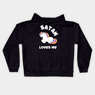 Funny Unicorn Unicorns Satan Loves Me Metal Gift- Kids Hoodie